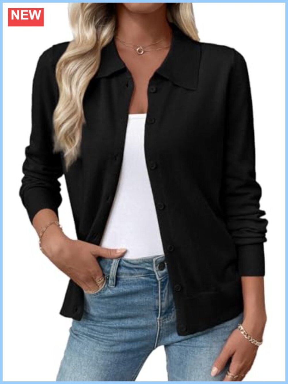 Wool Blend Button Down Cardigan Sweater Lightweight Layering